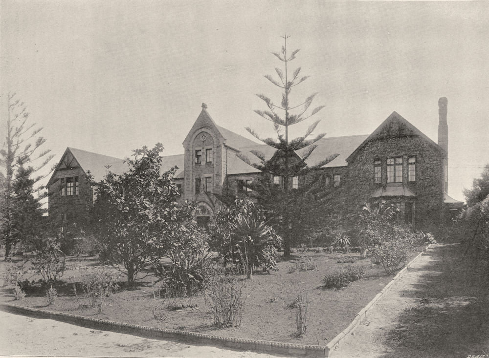 SOUTH AFRICA. The Wesleyan high school, Grahamstown 1899 old antique print
